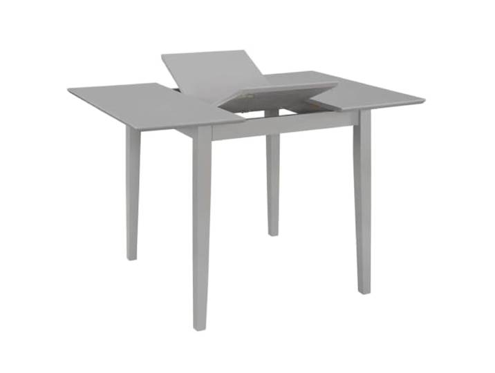 Ausziehbarer Esstisch Grau (80-120)x80x74 cm MDF Gummibaum-Massivholz, MDF-Tischplatte, platzsparend zusammenklappbar, für Esszimmer, einfacher Zusammenbau
