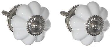 IH Casa Decor Decorative Scalloped Ceramic Knob Set Of 2 White - Set of 2