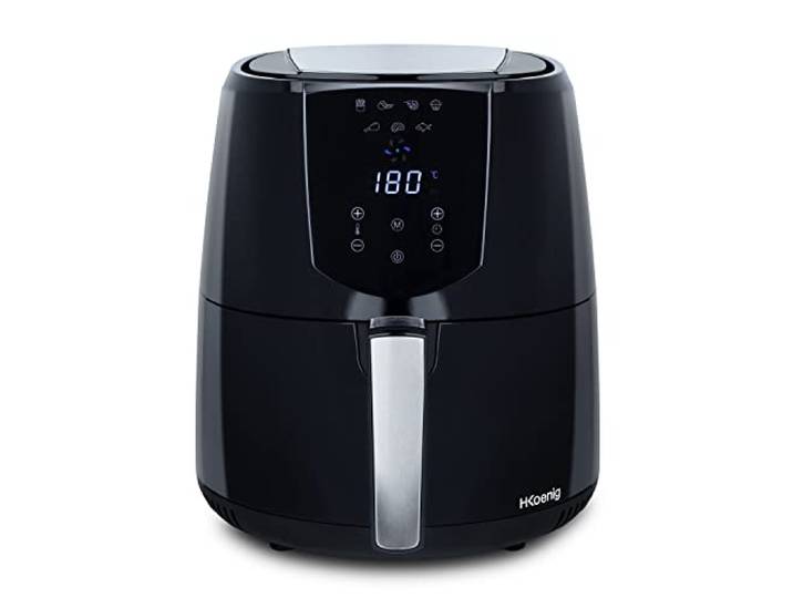 H.KOENIG Ölfreie Fritteuse Air Fryer FRY800, Kapazität 4 L, 7 Kochprogramme, Temperatur einstellbar von 80°C bis 200°C, Touchscreen, Abnehmbarer Korb, Spülmaschinengeeignet, 1400 W
