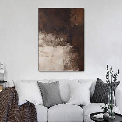 Ölgemälde im Morandi-Farbstil, handgemaltes braunes und beiges Strukturgemälde, handgemachtes braunes und beiges abstraktes Kunstgemälde, abstrakte Morandi-Wanddekoration, braunes und beiges