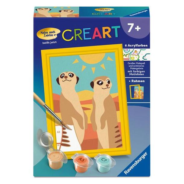 Ravensburger CreArt, Malen nach Zahlen Kinder - Neugierige Erdmännchen (12023174)
