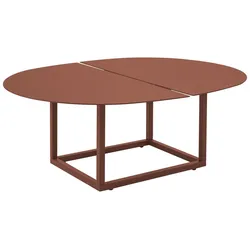 Gartencouchtisch Olive - Aluminium, Oval 110x80 cm, Zinnoberrot