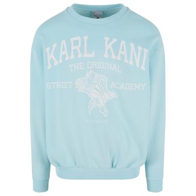 Rundhalspullover KARL KANI "Karl Kani Karl Kani Kani Street Academy OS Crew", Herren, Gr. M, blau (light blau), 65% Baumwolle, 35% Polyester, mehrfarbig, oversize, Rundhals, Pullover Rundhalspullover