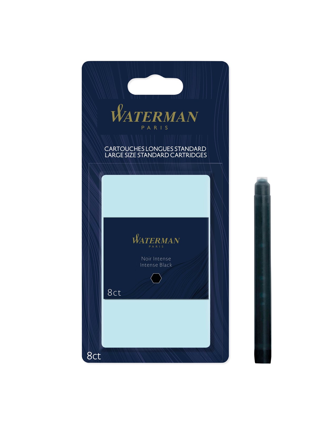 Waterman Füller-Tintenpatronen | Extra lang | Intense Black | 8 Stück | Blister-Verpackung