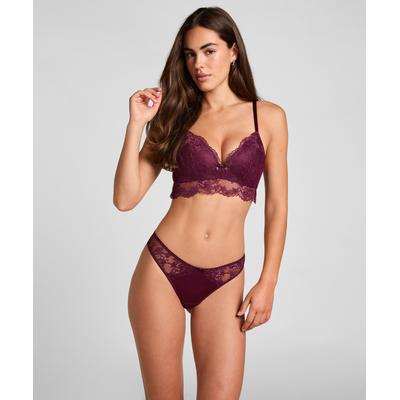 String HUNKEMÖLLER "Highleg Thong Naomi", Damen, Gr. M, lila (rot), 90% Polyamid, 10% Elasthan, Unterhosen String