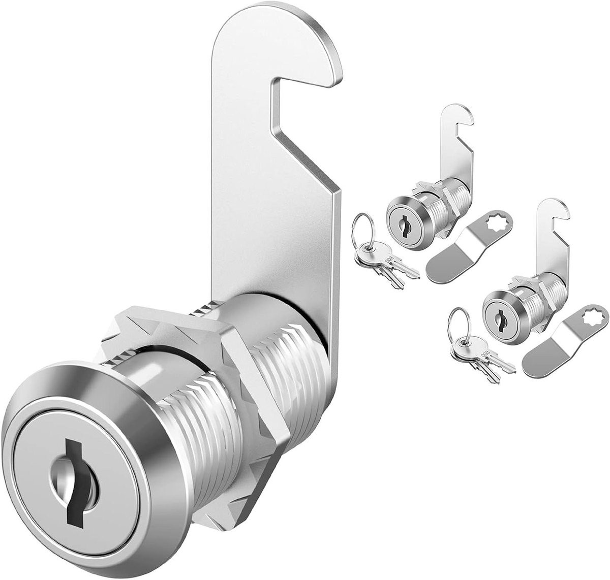 Set van 2 zilveren cilindersloten voor veilige opslag, gelijksluitend, 1-1/8 inch