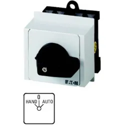 Eaton Umschalter, Kontakte: 6, 20 A, Frontschild: HAND-0-AUTO, 45 °, rastend, Schalter + Taster, Weiss, Schwarz