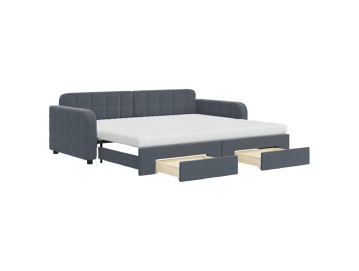 PUGYNBK Bettsofa, 2-in-1, Samt, Dunkelgrau, 90 x 200 cm Zwei Schubladen mit Rollen, zwei Schaumstoffmatratzen, Gestell aus Holz und Metall