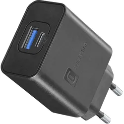 Cellularline Dual Super Fast Travel Charger Multi GAN+ 45W (45 W, 2 Ports), USB Ladegerät, Schwarz