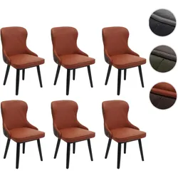 6er-Set Esszimmerstuhl HWC-M60, Polsterstuhl Küchenstuhl Lehnstuhl Stuhl, Stoff/Textil Massiv-Holz ~ terrakotta-braun