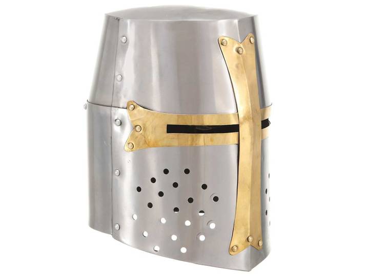 vidaXL Mittelalterlicher Kreuzritter-Helm Antik Replik LARP Silbern Stahl