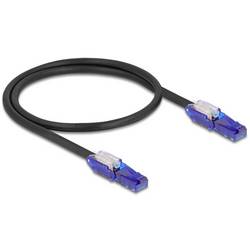 Delock 80925 RJ45 Patchkabel CAT 6 U/UTP 0.50 m Schwarz, Violett 90° nach oben gewinkelt 1 St.