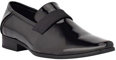 Calvin Klein Bernard (Men's) Dress Shoes in Black/Patent, Size 10.5 M, Synthetic/Textile