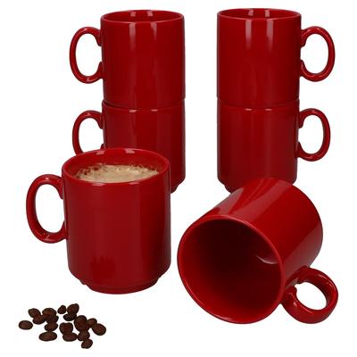 6er Set EVENT stapelbare Kaffeebecher ROT Porzellan 250 ml