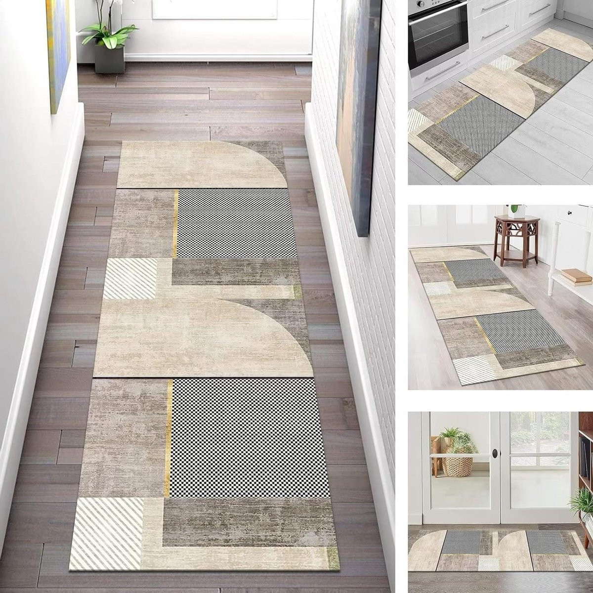 Karpet Loop Runner Keuken met Antislip Onderkant - Bruin Zwart - 50 x 100 cm