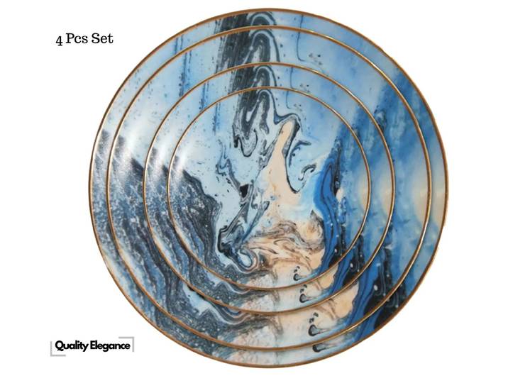 Quality Elegance Speiseteller Modern Luxury Blue Sea 4-Pcs Elegantes Geschirrset
