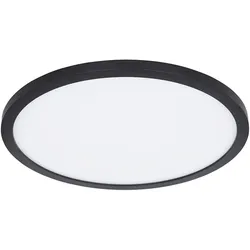Deckenlampe schwarz dimmbar Wohnzimmerlampe Badezimmerleuchte Deckenleuchte, Backlight, IP44, 1x LED 18W 1500lm warmweiß, DxH 29,4x2,5 cm