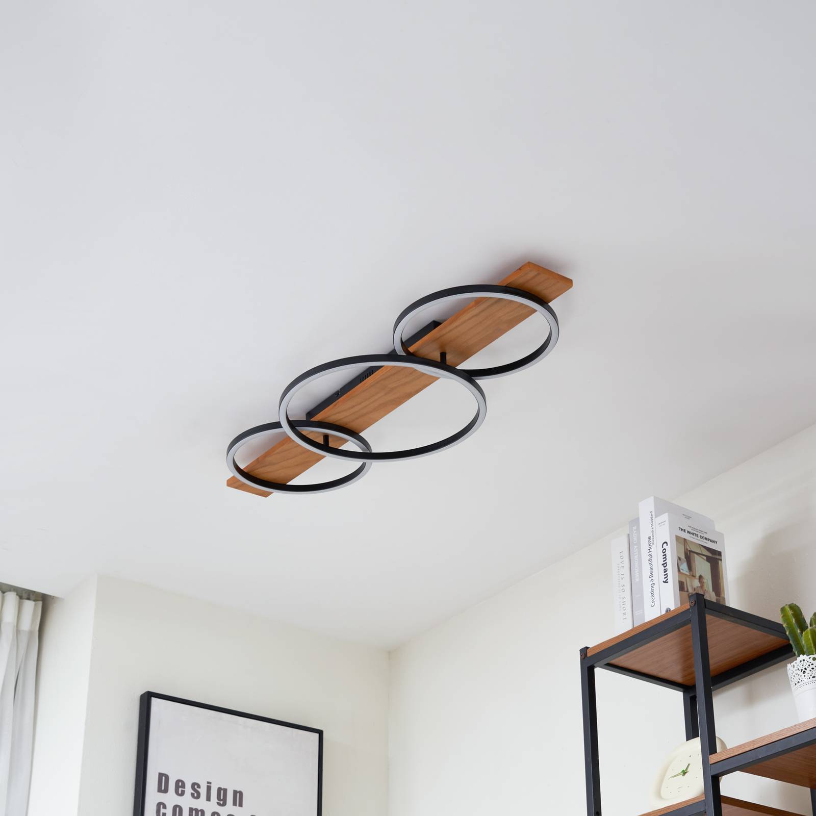 LED Deckenlampe Galad Lindby, dimmbar, Holz hell, für Wohn- / Esszimmer, Holz, Modern, LED Deckenleuchte