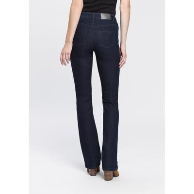 Bootcut-Jeans ARIZONA "Baby Bootcut", Damen, Gr. 46, N-Gr, blau (rinsed), Denim/Jeans, Obermaterial: 69% Baumwolle, 29% Polyester, 2% Elasthan, clean, Basic, bootcut fit, Jeans, leicht ausgestelltes Bein, hohe Leibhöhe, Topseller