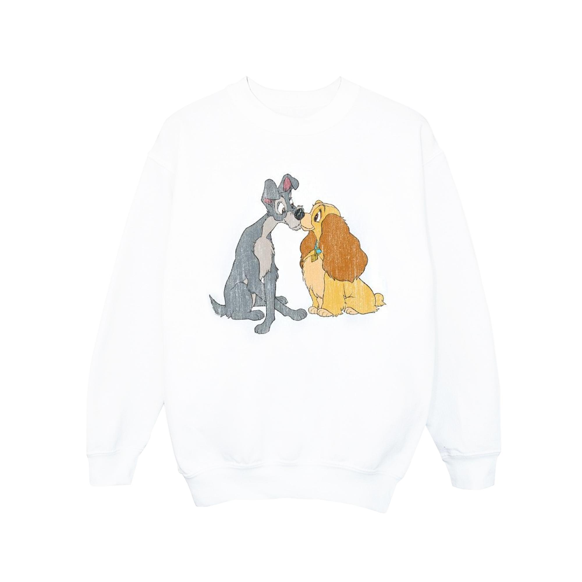 Disney Meisjes Lady And The Tramp Distressed Kiss Sweatshirt (Wit)