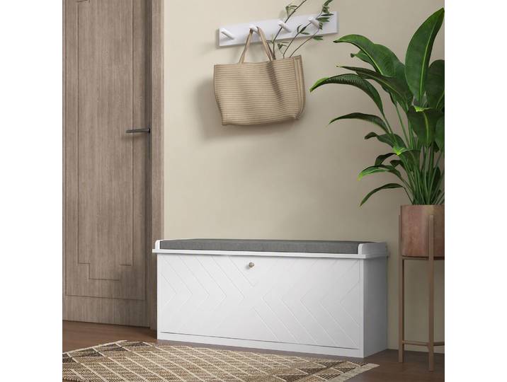HOMCOM Banc à Chaussures avec Tiroir et Étagère Blanc 100cm