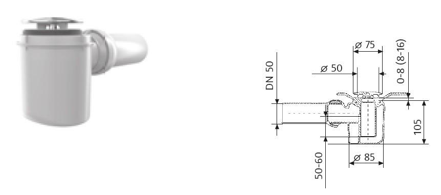 HSK Ersatzteile Ablauf für Acryl Duschwanne flach, D2050 D2050