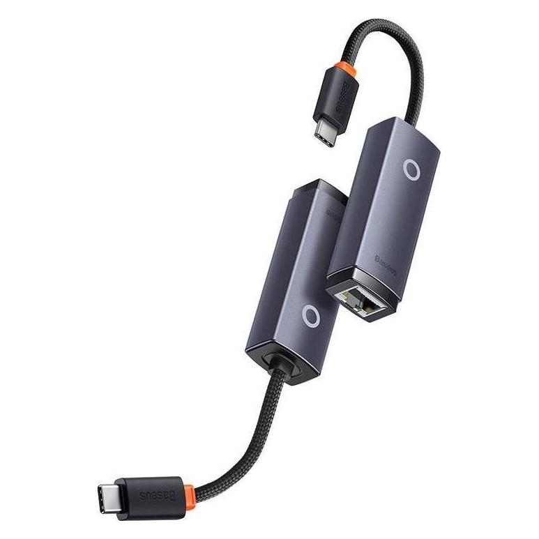 Baseus Lite Series USB-C to RJ45 network adapter (gray) (USB-C, RJ45 (1x)) (WKQX000313)