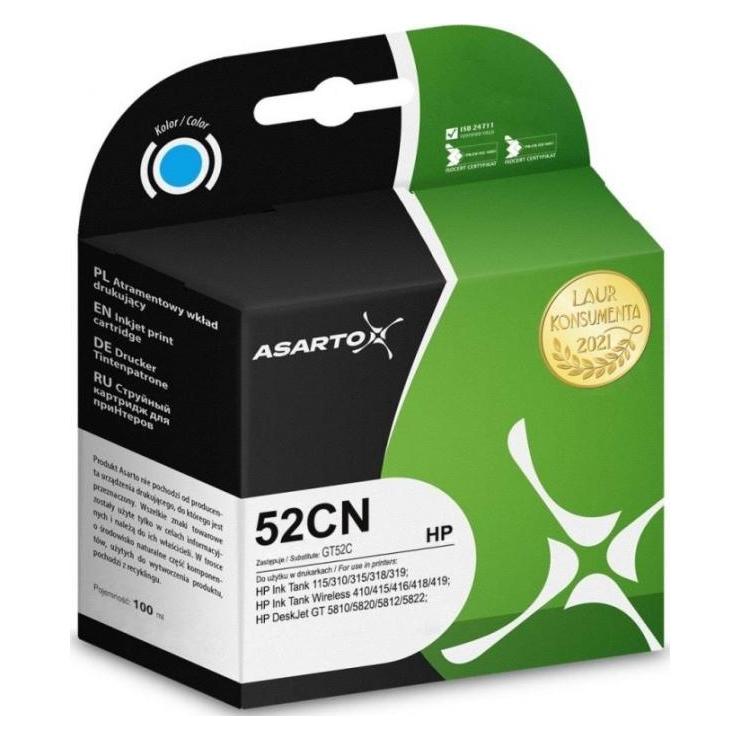 Asaro Tusz Asarto Tusz Asarto do HP 52CN | M0H54AE | 100 ml | cyan (AS-H52CN)