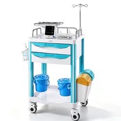 VEVOR Medizinwagen 110kg Laborwagen Medizinischer Servicewagen 89x68x165cm, für Krankenhäuser Kliniken & Labore, Geräuscharmer Transportwagen mit 2 Schubladen, 360° Drehbaren & Feststellbaren Rädern