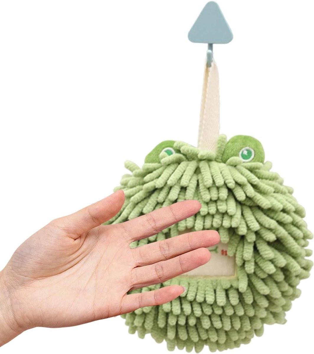 Sneldrogende groene chenille handdoeken voor keuken en badkamer - 20 x 20 cm