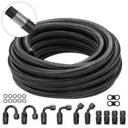 VEVOR 8AN 609,6cm Kraftstoffleitungssatz Nylon Geflochten 12 Schlauchendstück