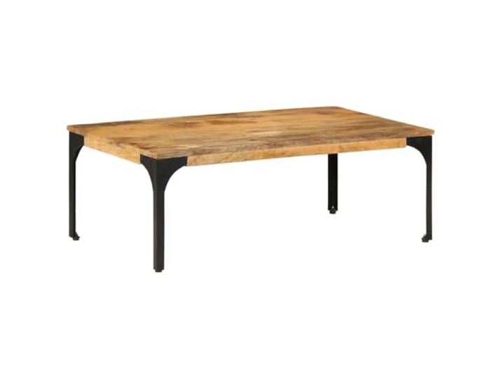 HEFZGDB Couchtisch 100x55x35 cm Massivholz Mango Retro-Stil mit Stahlbeinen für Stabilität und robuste Tischplatte