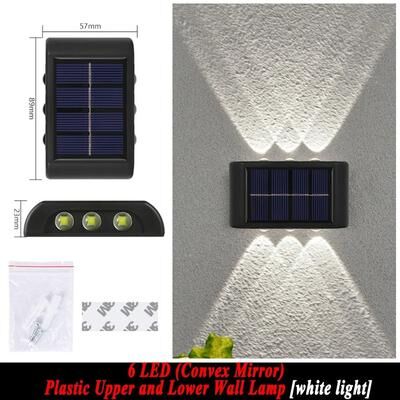 Uplift Picks Outdoor Solar Wall Light Waterproof LED Up Down Garden Lighting Lamp white 6 Led 1 Pc
