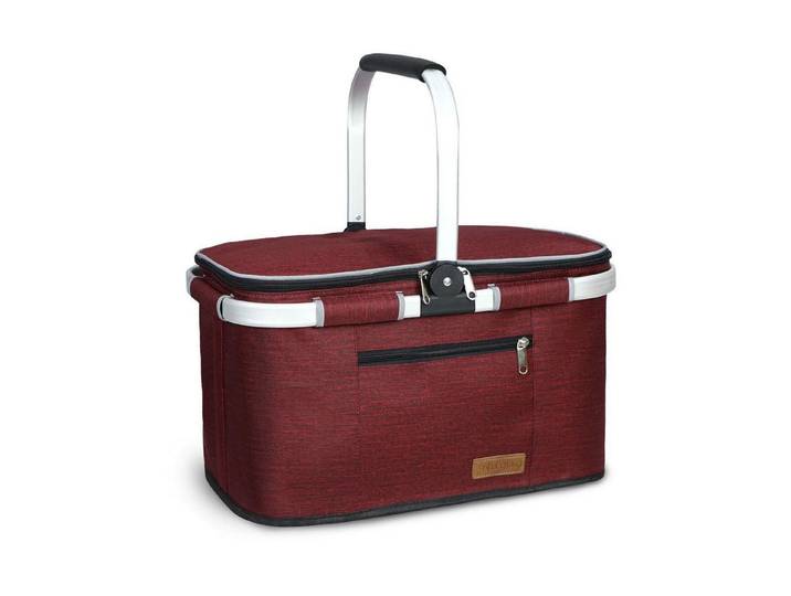 LuxusKollektion Kühltasche Kühltasche 35L Kühlkorb Thermotasche Isoliert Wasserdicht Wine Red