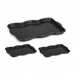 Relaxdays Schuhabtropfschale 3er Set, Kunststoff, Schuhablage 2 Paar Schuhe, Schuhabsteller, HBT 3 x 48 x 34 cm, schwarz