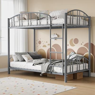 Gravee Garvee Metal Bunk Bed Twin Over Twin, Arched Guardrail, Safety Ladder