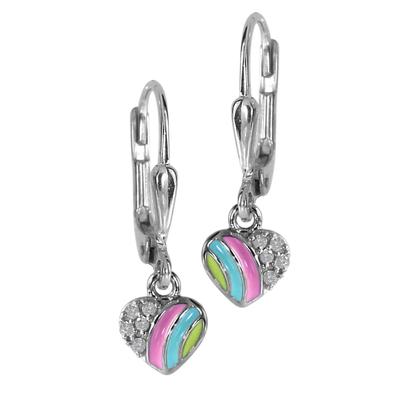 Paar Ohrhänger OSTSEE-SCHMUCK "Ostsee-Schmuck Ohrhänger buntes Herz 6 mm", bunt, Ohrringe, Damen, 21 x 6mm, Silber 925 (Sterlingsilber)
