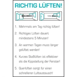 Schild I Aushang RICHTIG LÜFTEN!, Kunststoff, 200x300mm