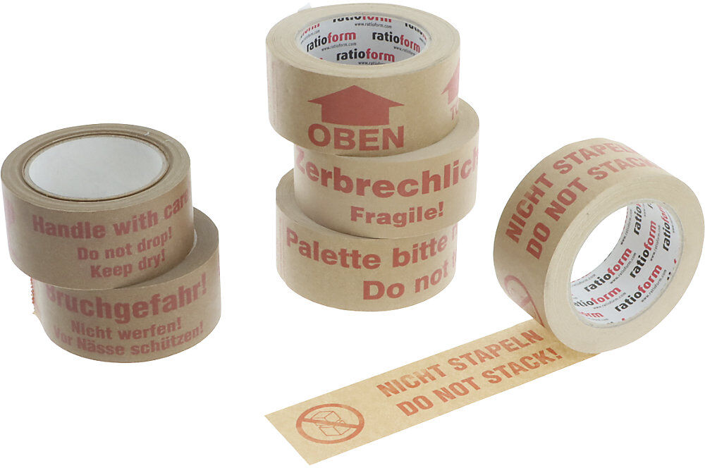 Papier-Warnband, Aufdruck OBEN/TOP, VE 6 Stk, braun/rot, ab 10 VE ratioform