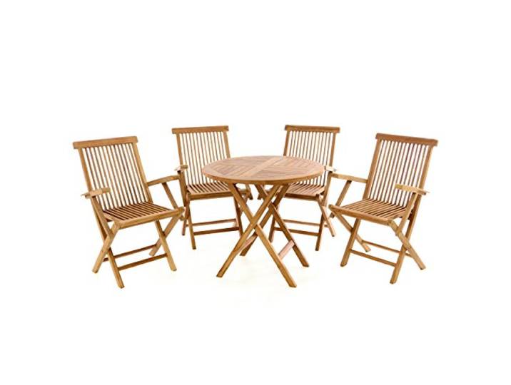 Divero 5-TLG. Sitzgruppe Sicilia - 1 x Klapptisch + 4 Klappstühle robust und wetterfest