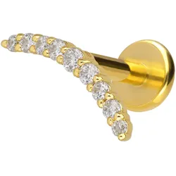 Titan Labret mit Innengewinde + 925er Silber Aufsatz MOISSANIT-BOGEN