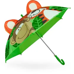 Relaxdays Kinder Regenschirm "Dschungel" Braun,Grün,Orange