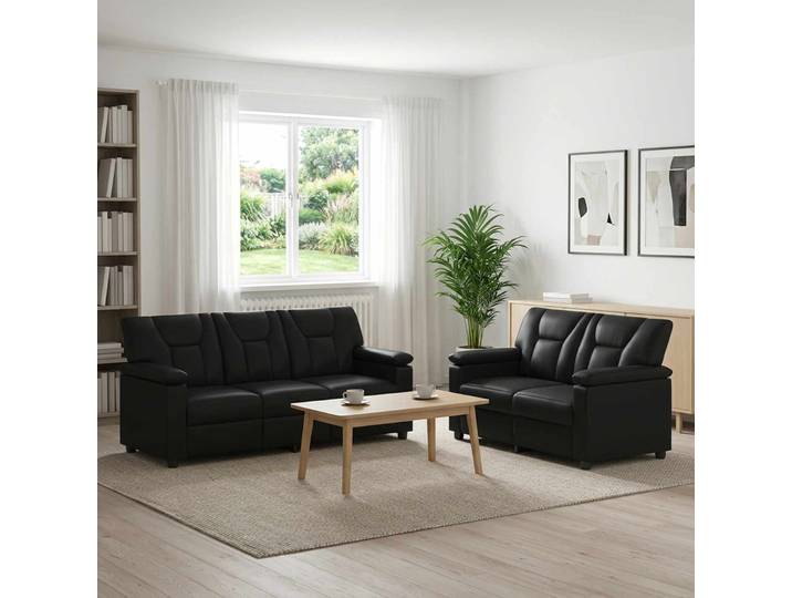 vidaXL Sofa-Set 2 pcs Schwarz Kunstleder