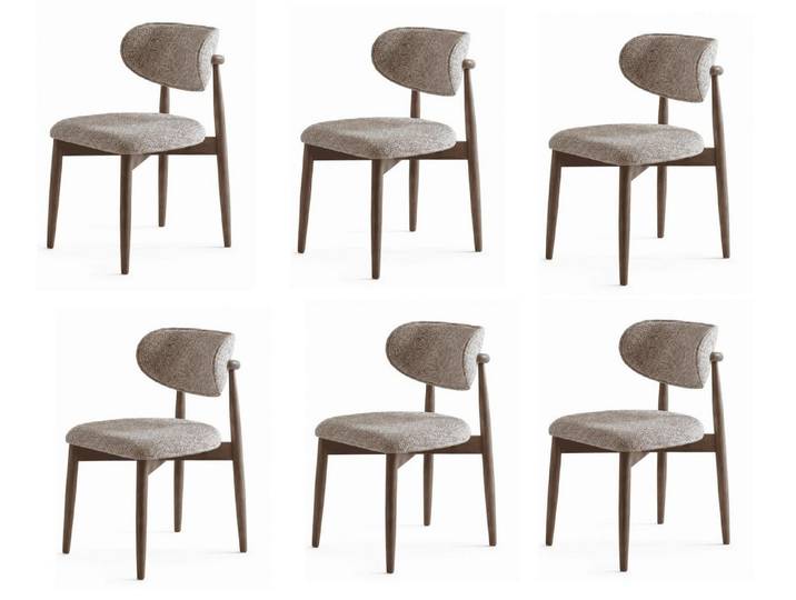 JVmoebel Sitzgruppe Beiges 6x Esszimmerstuhl-Set Polsterstühle Moderner Stil, Made in Europa