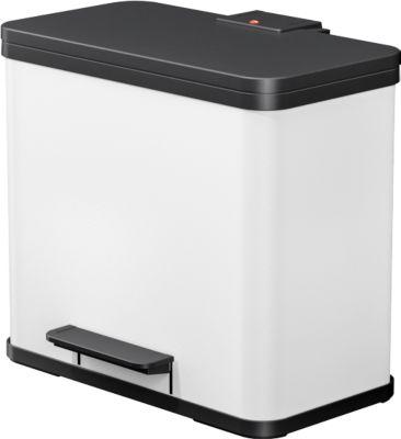 Tretmülleimer Hailo Öko Duo Plus L, 17 + 9 l, rechteckig, Stahlblech, weiß