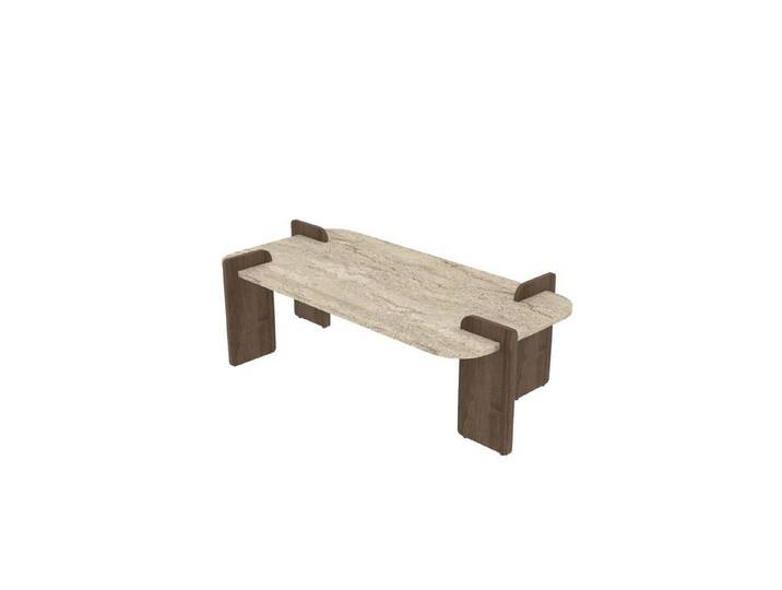 Skye Decor Couchtisch Siam Leapiri (Packung, 1 Tisch), Japandi Deko,Briete 120, Rechteckige Bauform, Travertin Walnuss