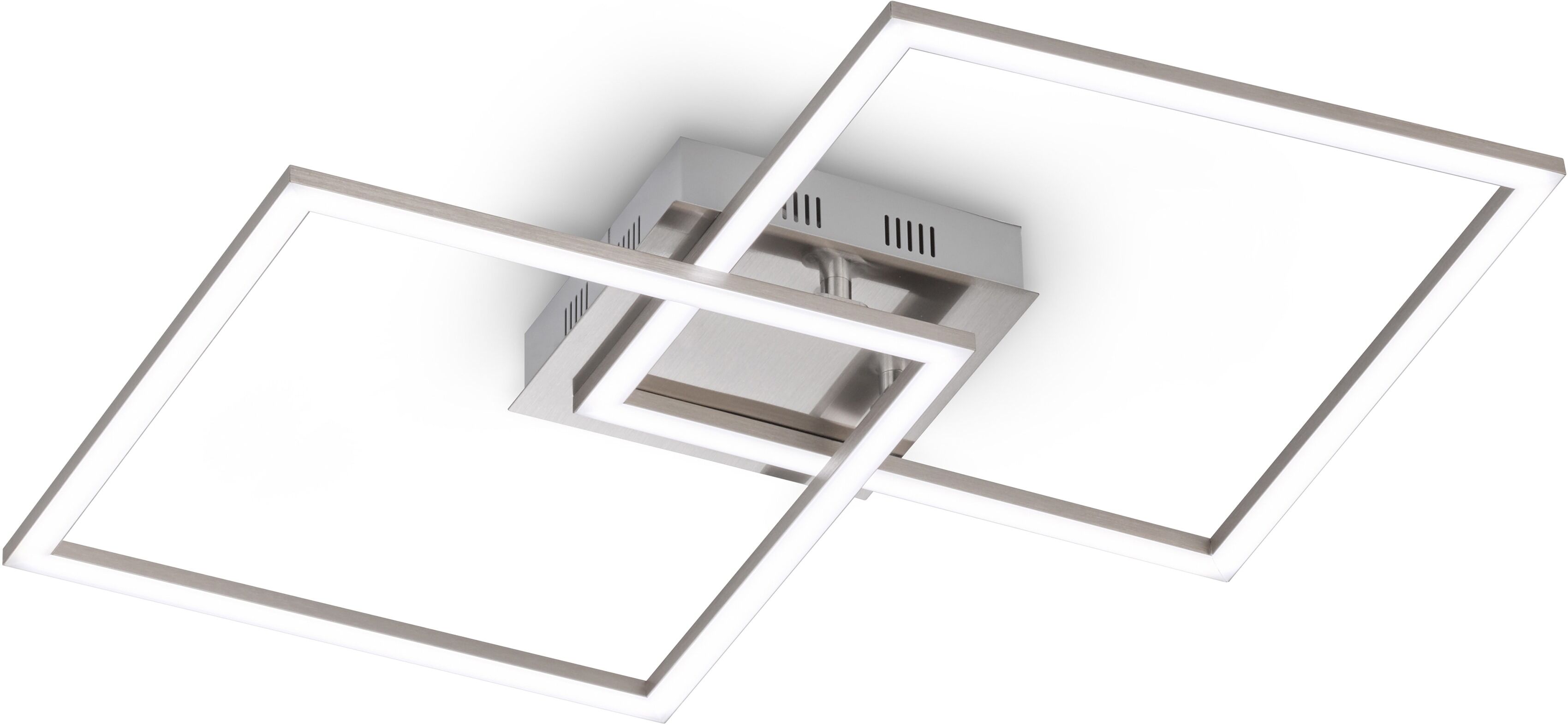 EGLO LED Deckenleuchte "Palmaves Deckenlampe, nickel-matt, gebürstet, Nachtlicht, Quadrate", grau (aluminiumfarben), 1, H: 5,5cm, 1 Stk., Leuchten, minimalistisch, zeitlos, flache Bauform, Wohnzimmer, 47x29,5x6cm, LED Deckenleuchte