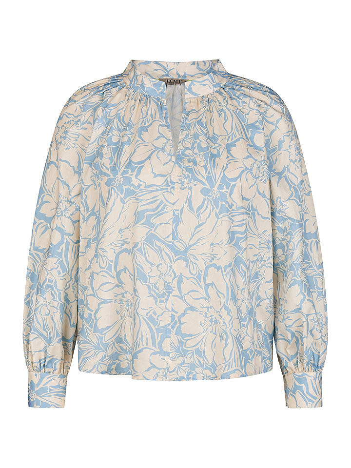 LCMT Le Comte Bluse in Hellblau/ Creme - 40