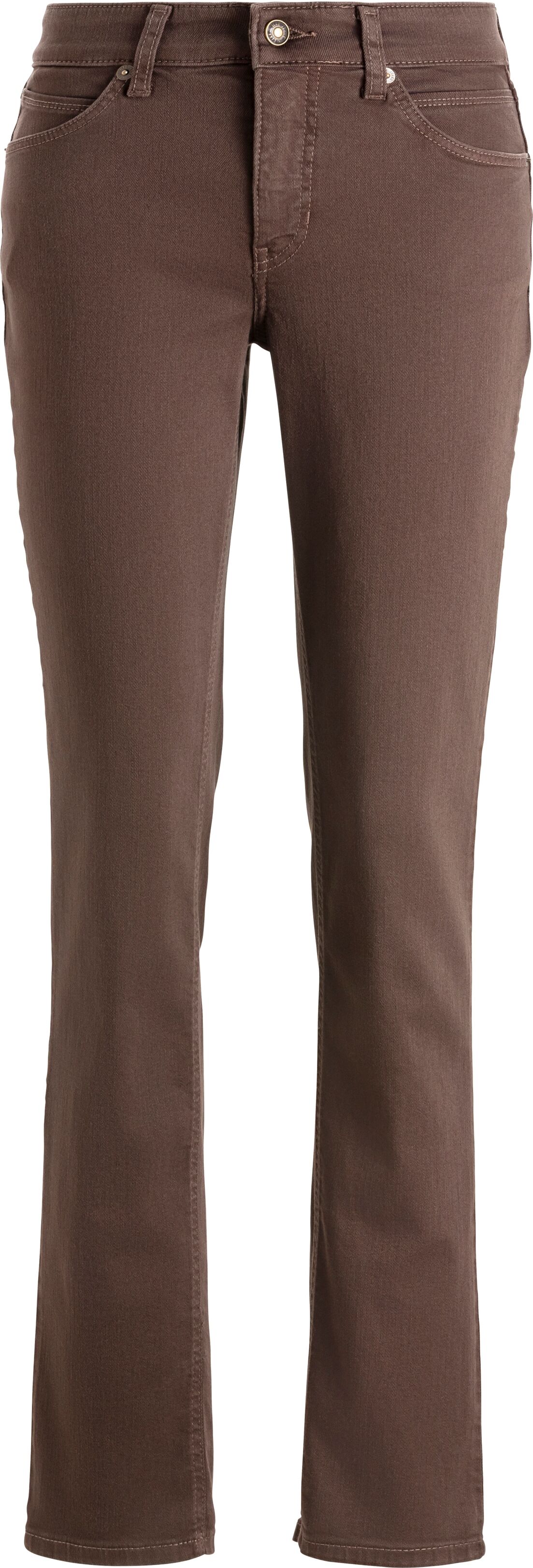 Stretch-Jeans MAC "Melanie", Damen, Gr. 46, Länge 34, braun (deep braun ppt), Denim/Jeans, Obermaterial: 95% Baumwolle, 3% Polyester, 2% Elasthan, figurbetont lang, Jeans Stretch-Jeans, Gerade geschnitten