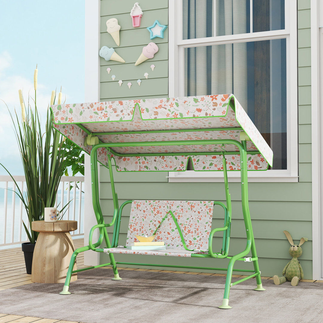 ClassicLiving Mardel Kids Garden Swing Seat Child's Outdoor Swing Chair 2 Seater Green Green 120cm H X 112cm W X 75cm D